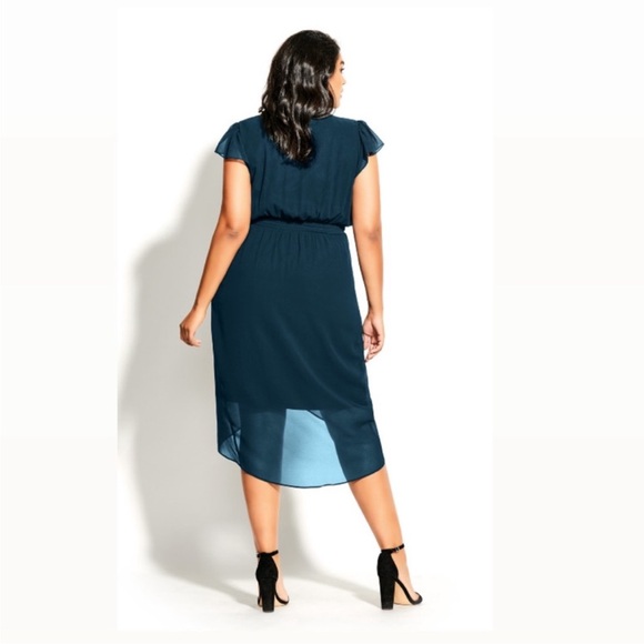 NWT City Chic wrap swing dress - emerald S/16 - Picture 4 of 10